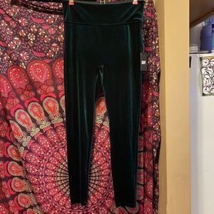 DKNY Velour Pull on Leggings in Hunter Green